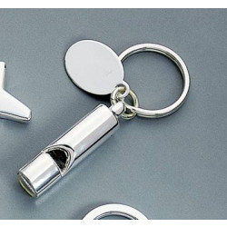 Personalized Chrome Plated Whistle Key Chain with Easy Engraving