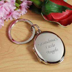 Personalized Oval Locket Key Chain with Custom Name Message Monogram