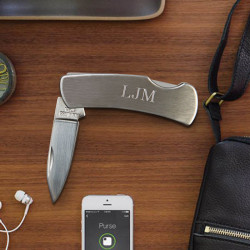 Personalized Stainless Steel Locking Pocket Knife Custom Name Monogram Engraved