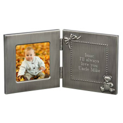 Personalized Hinged Wooden Baby Frame with Printed Personalized Message/Quote