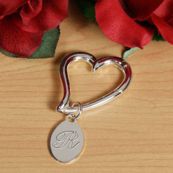 Personalized Caribener Silver Heart Keychain With Engraving Tag