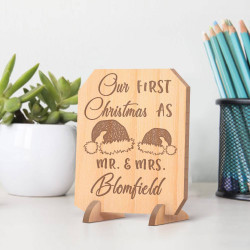 Personalized Christmas Hats Inspired Our First Christmas Together as Mr. & Mrs. Wooden Card