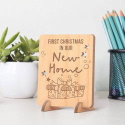 Personalized First Christmas in Our New Home Wooden Card