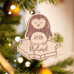 Personalized Wooden Owl Merry Christmas Ornament
