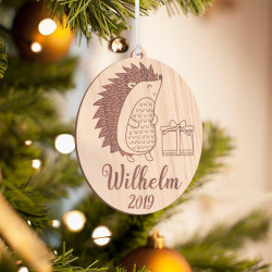 Personalized Wooden Porcupine Inspired Merry Christmas Ornament