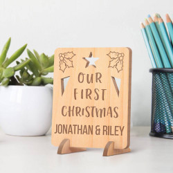 Personalized Our First Christmas Together with Star Wooden Christmas Card