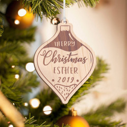 Personalized Wooden Heart Merry Christmas Ornament
