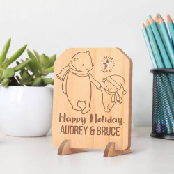 Personalized Christmas Polar Bears Happy Holiday Couple's Wooden Card