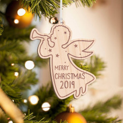 Personalized Wooden Baby Angel Merry Christmas Ornament