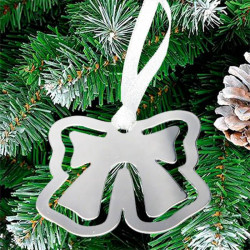 Bow Bookmark Ornament With Silver Ribbon with Engraved Message Or Name