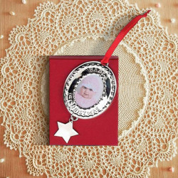 Personalized Baby's 1St Oval Photo Ornament with Custom Name Message