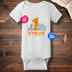 Personalized Happy Birthday Short Sleeve Baby Rib Bodysuit