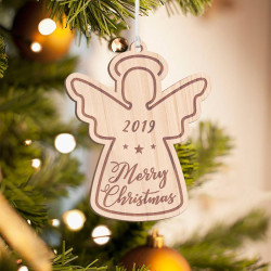 Personalized Wooden Little Baby Girl Angel Merry Christmas Ornament