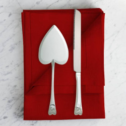 Personalized Decorative Heart Wedding Cake Knife and Server Set