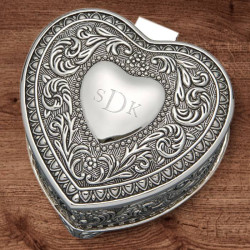 Personalized Heart Shaped Jewelry Box with Italianate Styling