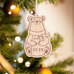 Personalized Wooden Baby Panda Merry Christmas Ornament