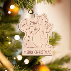 Personalized Wooden Squirrel Merry Christmas Ornament