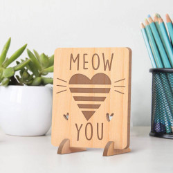 Personalized Meow I Love You Valentines Wooden Gift card