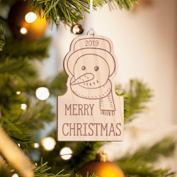 Personalized Wooden Penguin with Scarf and Hat Merry Christmas Ornament