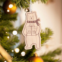 Personalized Wooden Scarved Panda Merry Christmas Ornament