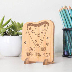 Personalized I love You More than Pizza Wooden Valentine's Gift card