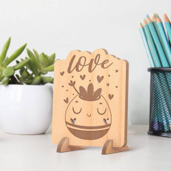 Personalized Succulents Love Wooden Valentine's Gift card