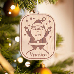Personalized Wooden Baby Round Penguin Merry Christmas Ornament