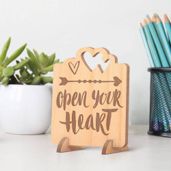 Personalized Open Your Heart Wooden Valentine's Gift card