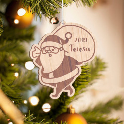 Personalized Wooden Santa with Bag of Goodies Merry Christmas Ornament