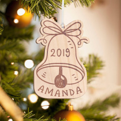 Personalized Wooden Church Bell Merry Christmas Ornament