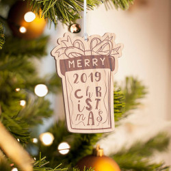 Personalized Wooden Flower Bouquet Merry Christmas Ornament