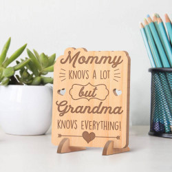 Personalized Mommy Knows a Lot but Grandma Knows Everything Wooden Gift Card for Mother's Day