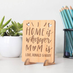 Personalized Home is Wherever Mom Is Wooden Mother's Day Gift Card