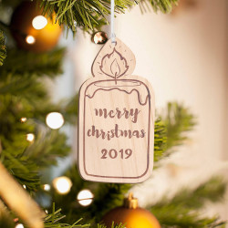 Personalized Wooden Candle Light Merry Christmas Ornament