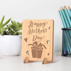 Personalized Happy Mother's Day Wooden Gift Card feat a Wrapped Present