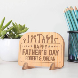 Personalized Happy Father's Day with Names Wooden Gift Card