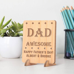 Personalized Awesome Dad Wooden Happy Father's Day Gift Card