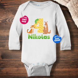 Personalized Kangaroo Birthday Infant Long Sleeve Bodysuit