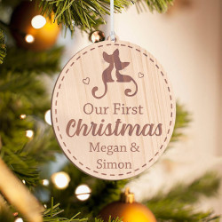 Personalized Oval Feline Our First Christmas Merry Christmas Ornament