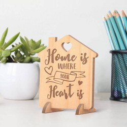 Personalized Home is Where Your Heart Is Wooden Housewarming Card