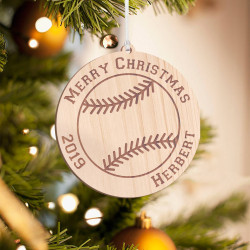 Personalized Wooden Circle with Twig Detail Merry Christmas Ornament