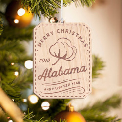 Personalized Wooden Alabama Merry Christmas Ornament