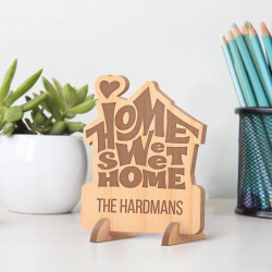 Personalized Home Sweet Home House Shaped Wooden Housewarming Gift Card