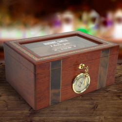 Personalized Valentine's Day 100 Count Beveled Glass Top Ambassador Humidor w External Hygro