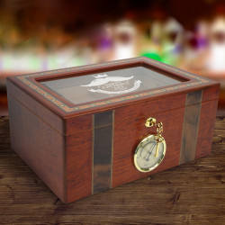 Personalized Father's Day 100 Count Beveled Glass Top Ambassador Humidor w External Hygro