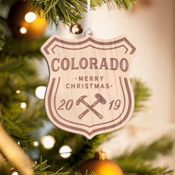 Personalized Wooden Colorado Merry Christmas Ornament