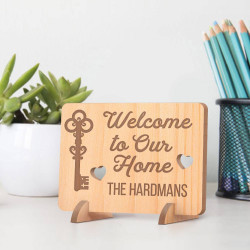 Personalized Welcome to Our Home Wooden Housewarming Gift Card