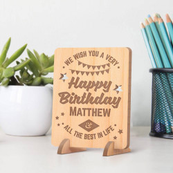Personalized Wishing You the Best in Life Wooden Happy Birthday Gift Card