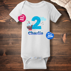 Personalized Birthday boy Short Sleeve Baby Rib Bodysuit