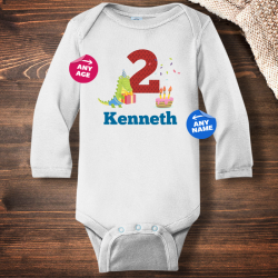 Personalized Infant Alligator Birthday Long Sleeve Bodysuit